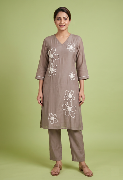 Chickoo Colour Kurti Set(LC-WKIS_1419)
