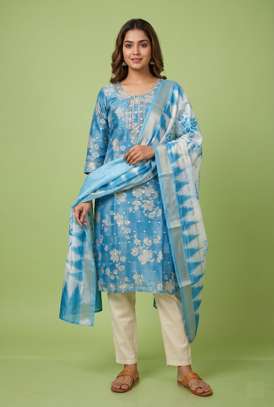 Sky Blue Colour Kurti Set(LC-WKIS_2331)