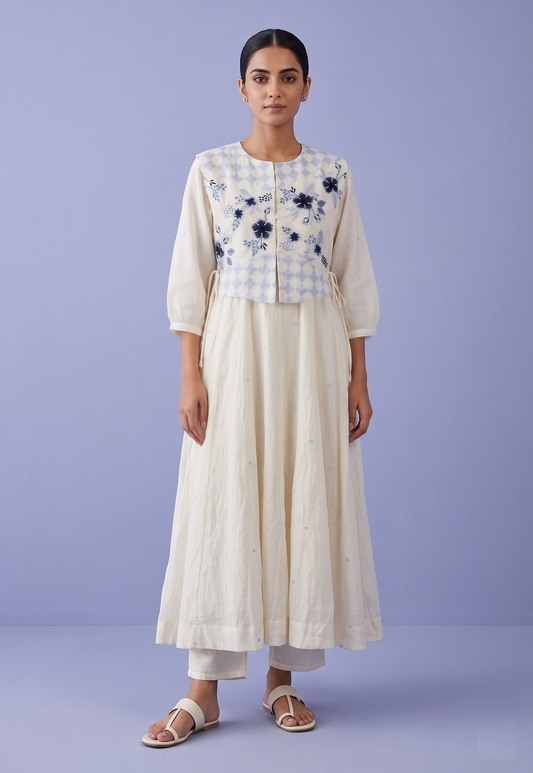 Cream Colour Kurti Set(LC-WKIS_7650)