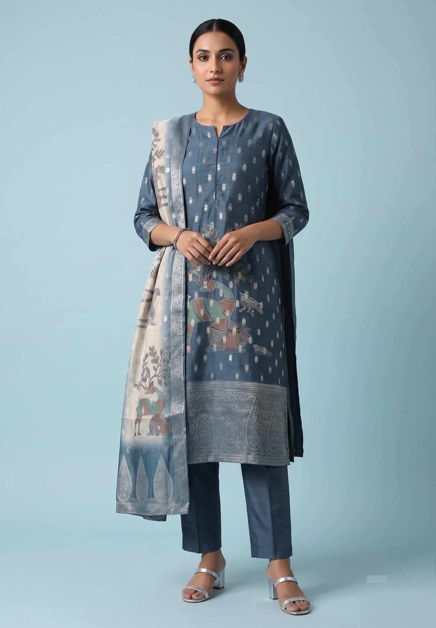 Peacock Blue Colour Kurti Set(LC-WKIS_821)