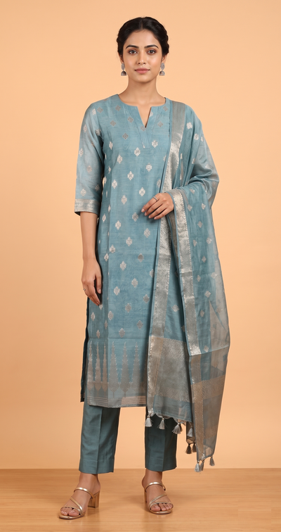Slate Blue Colour Kurti Set(LC-WKIS_822T)