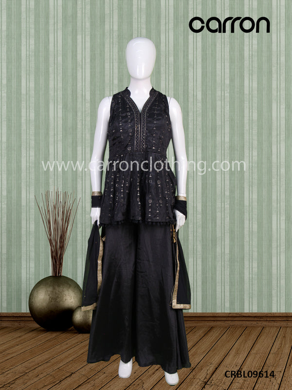 Grey Colour Peplum Top With Plazo Suit (LE-WPZS_4377)