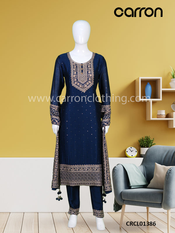 Blue Colour Straight Top With Pant & Dupatta ( LE-WPZS_46158 )
