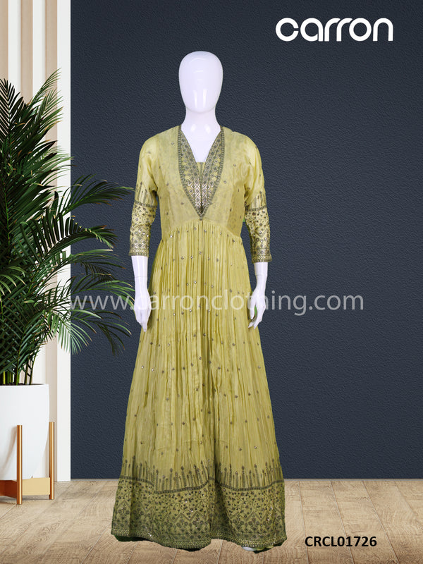 Green Colour Jacket Style Gown ( LE-WGWN_3264 )