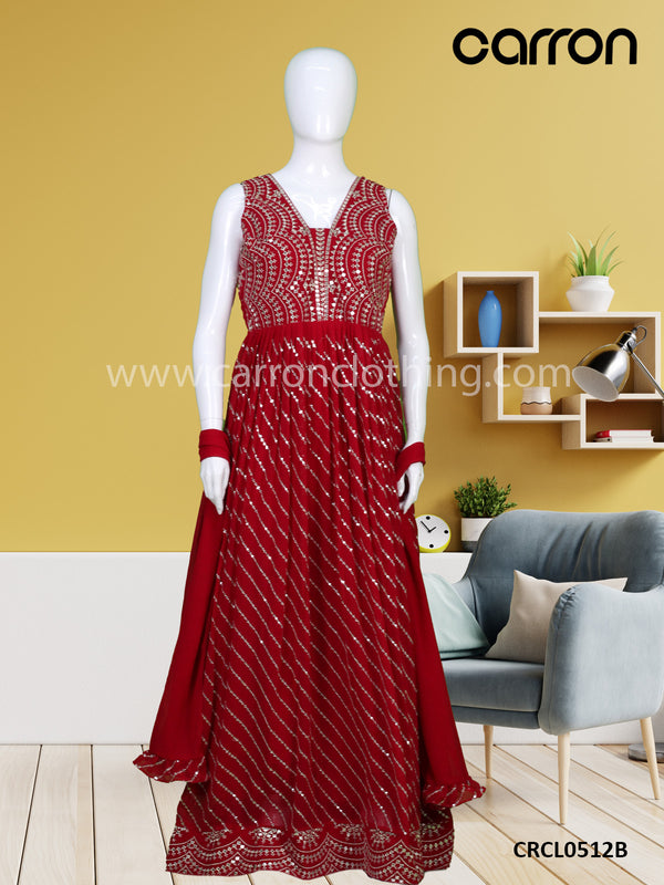 Red Colour Gown Set (LE-03_4444-)