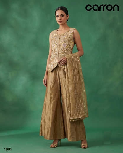 Gold Colour Plazo Set(LE-WPZS_1001)