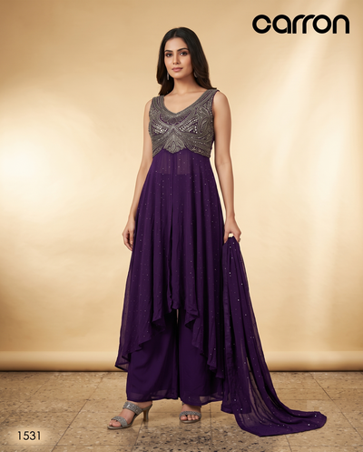 Purple Colour Plazo Set(LE-WPZS_1531)