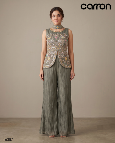 Grey Colour Plazo Set(LE-WPZS_16387)