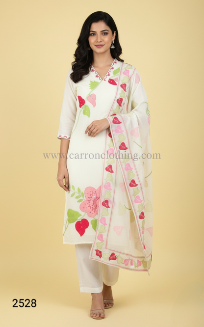 White Colour Kurti Set(LC-WKIS_2528)