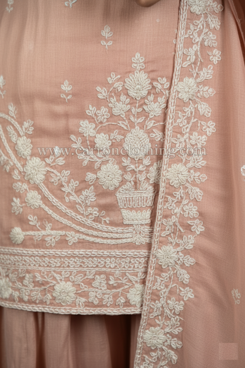 Peach Colour Plazo Set(LE-WPZS_2836)