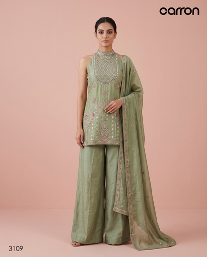 Sage Green Colour Plazo Set(LE-WPZS_3109)
