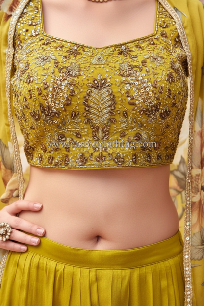 Mehandi Green Colour Plazo Set(ME-WPZS_3217)