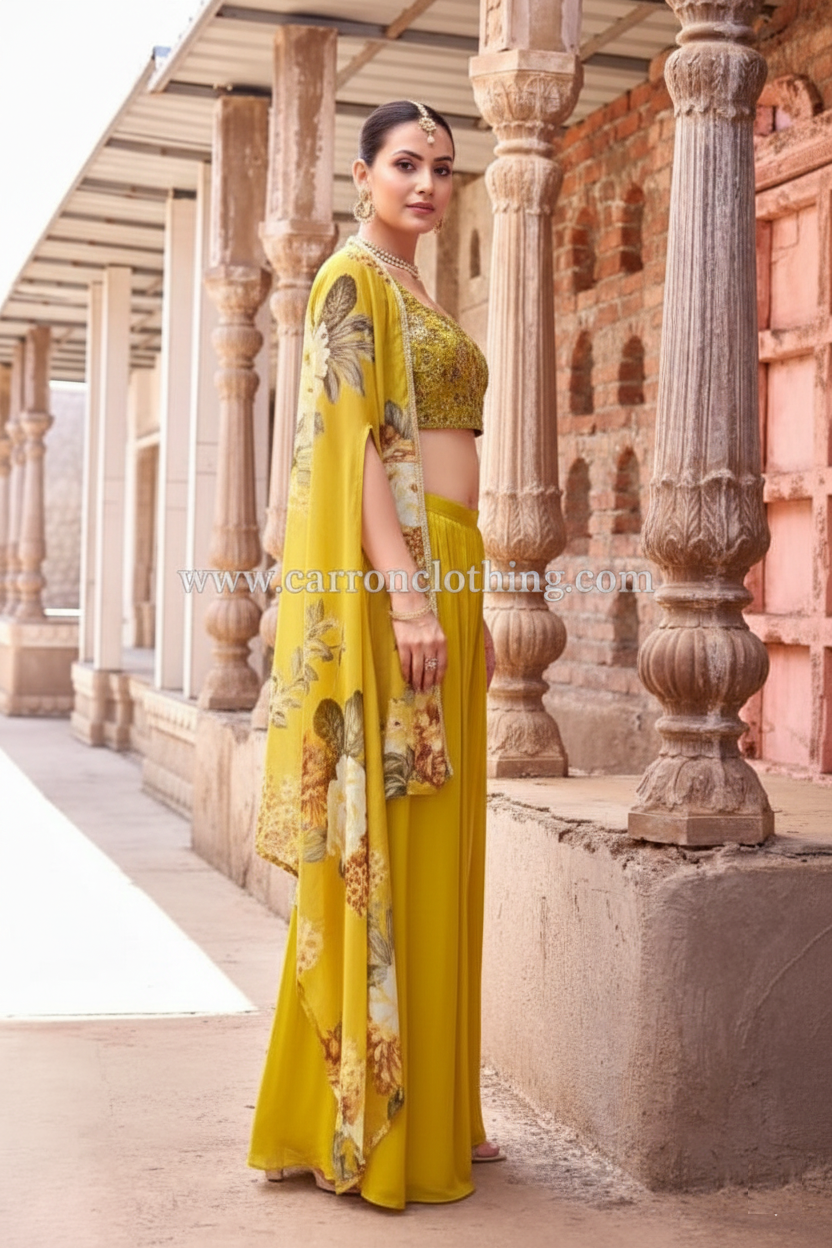 Mehandi Green Colour Plazo Set(ME-WPZS_3217)