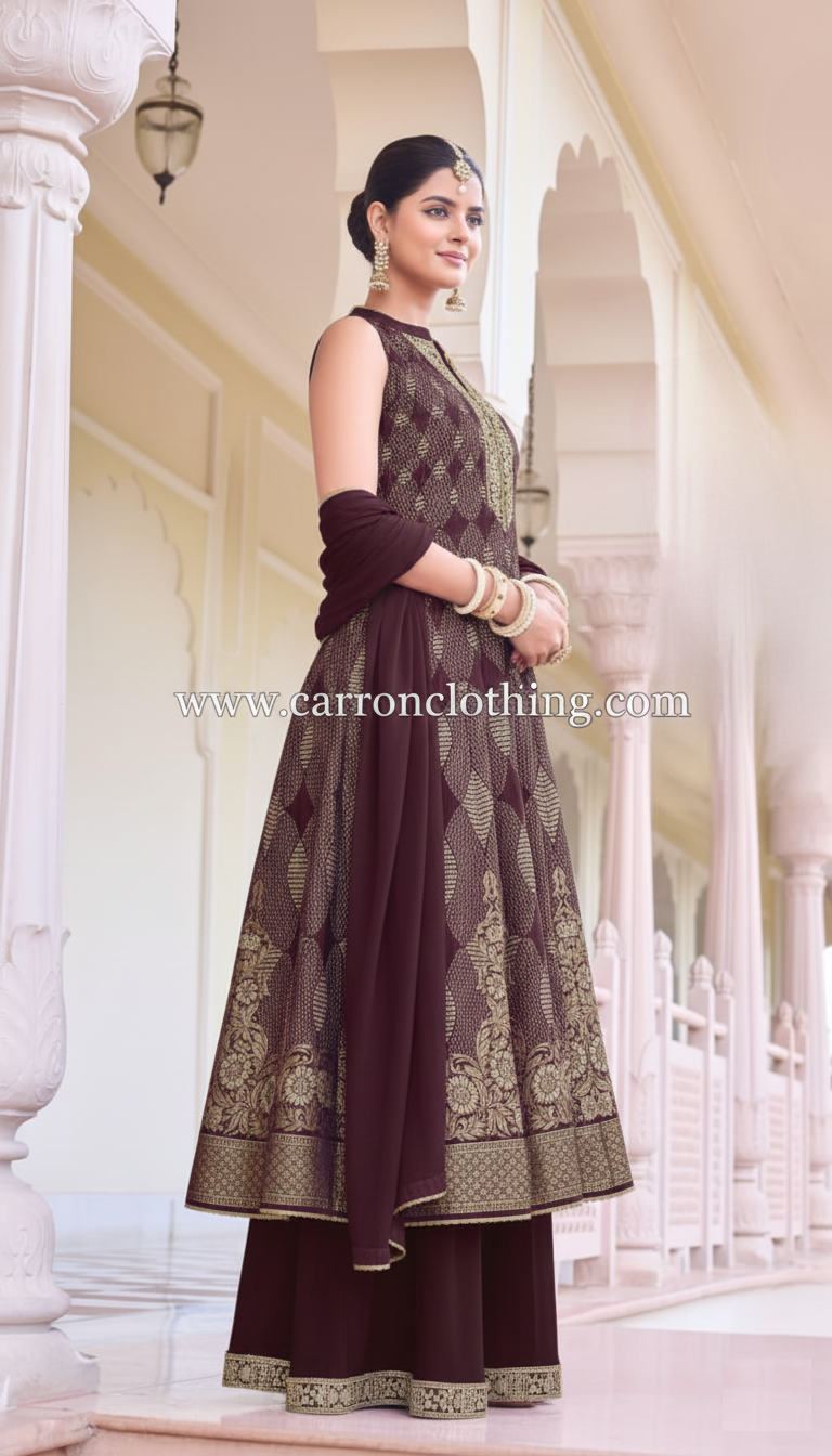 Magenta Colour Plazo Set(LE-WPZS_3423)