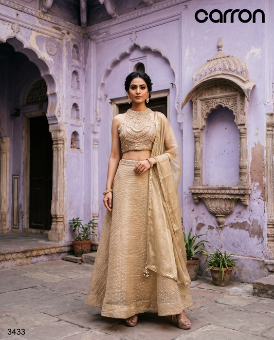 Cream Colour Ghaghra Choli(LE-WGHC_3433)