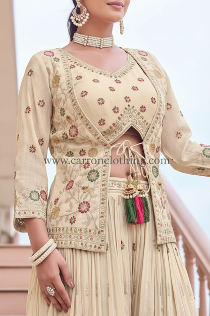 Cream Colour Plazo Set(LE-WPZS_3446)