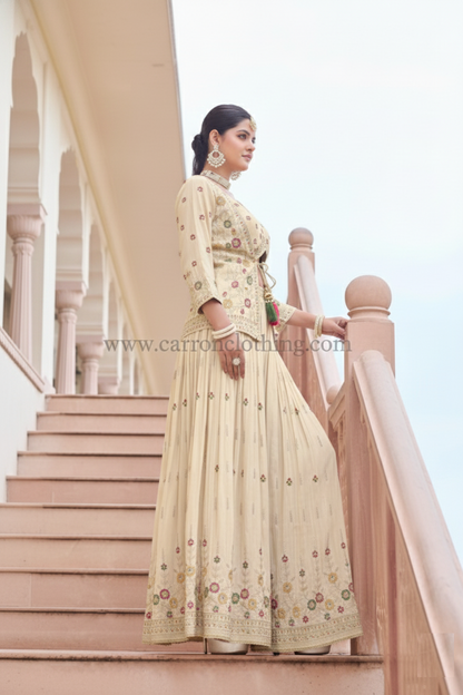 Cream Colour Plazo Set(LE-WPZS_3446)