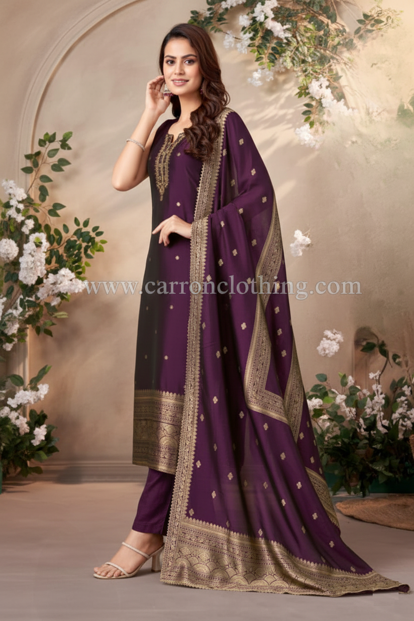 Wine Colour Pant Set(LE-WPNS_3488)