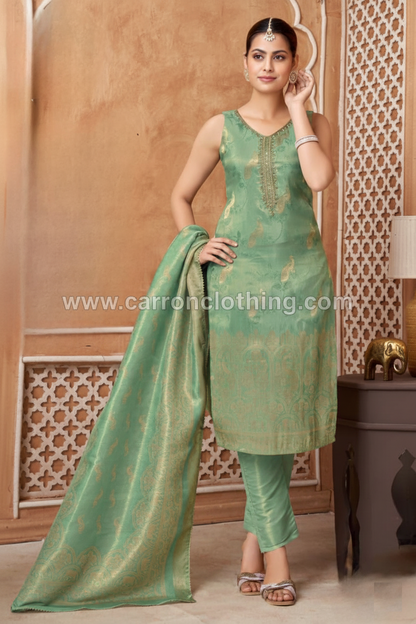 Green Colour Pant Set(LE-WPNS_3504)