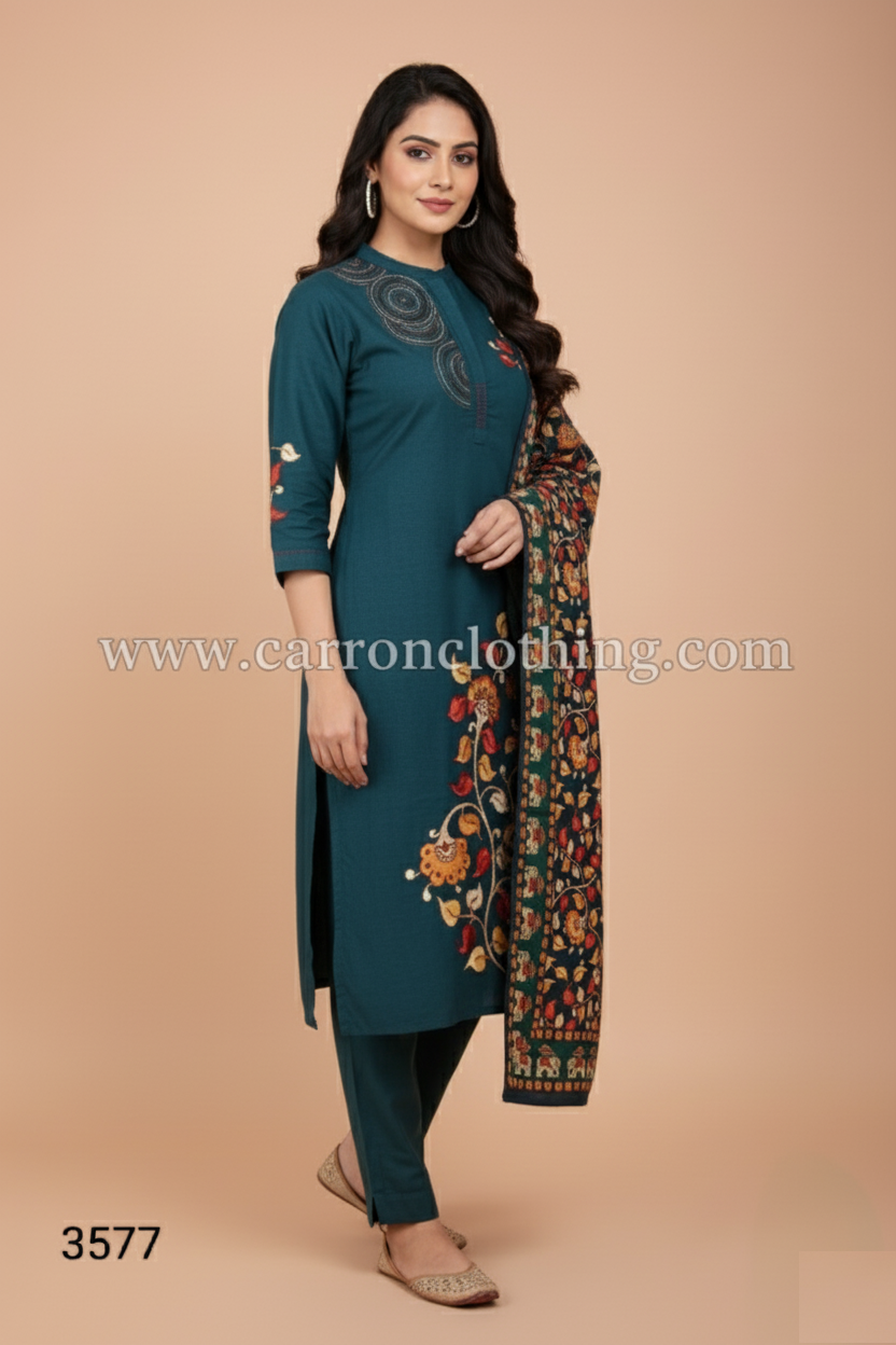 Rama Green Colour Kurti Set(LC-WKIS_3577)