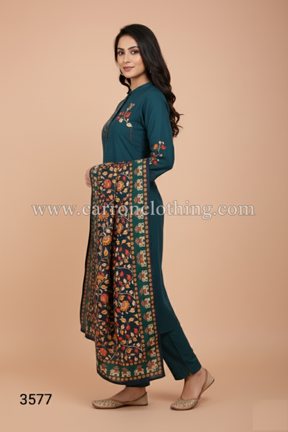 Rama Green Colour Kurti Set(LC-WKIS_3577)