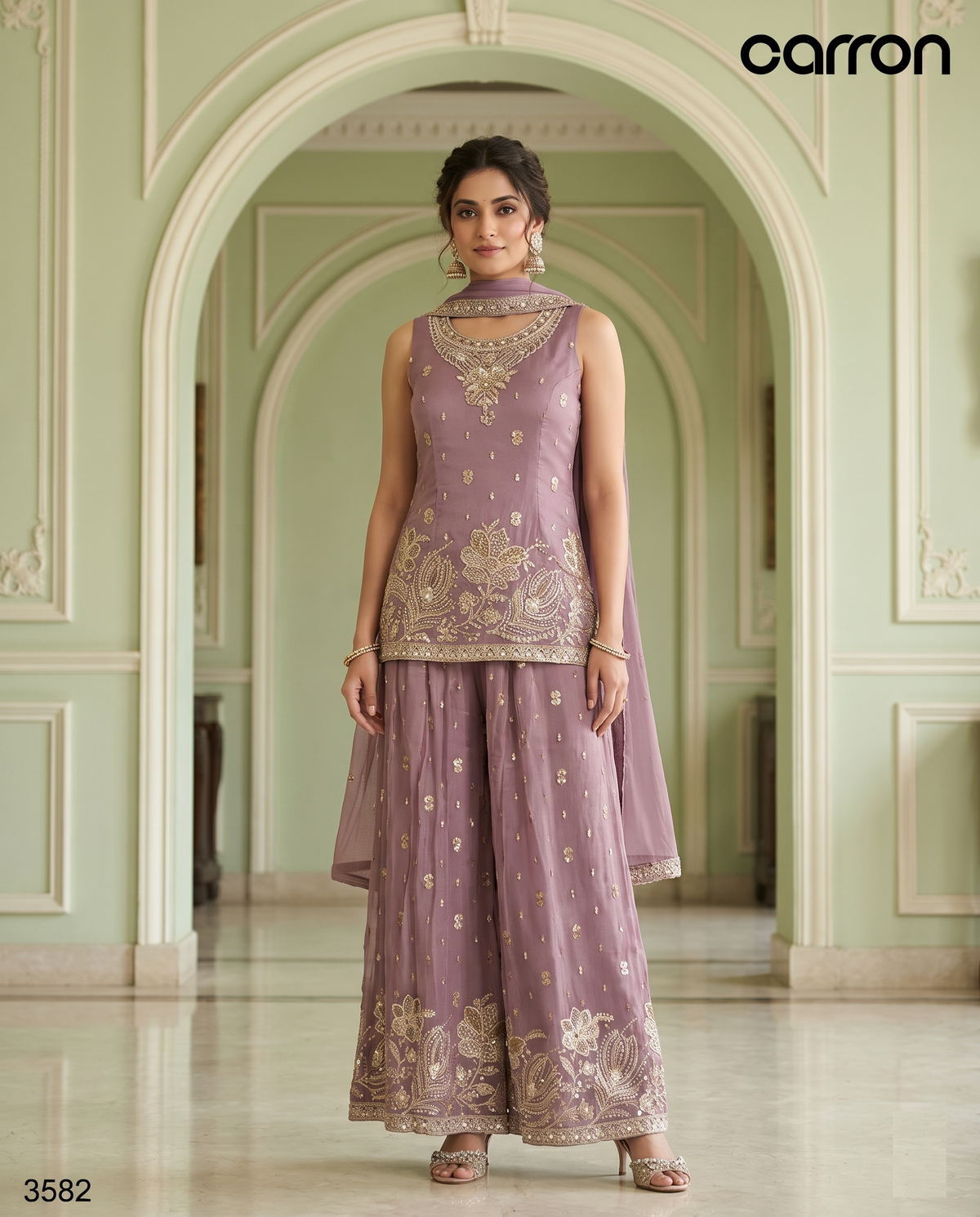 Lavender Colour Plazo Set(LE-WPZS_3582)
