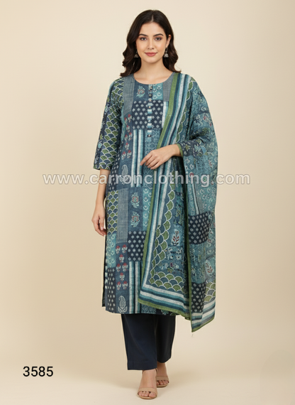 Blue Colour Kurti Set(LC-WKIS_3585)