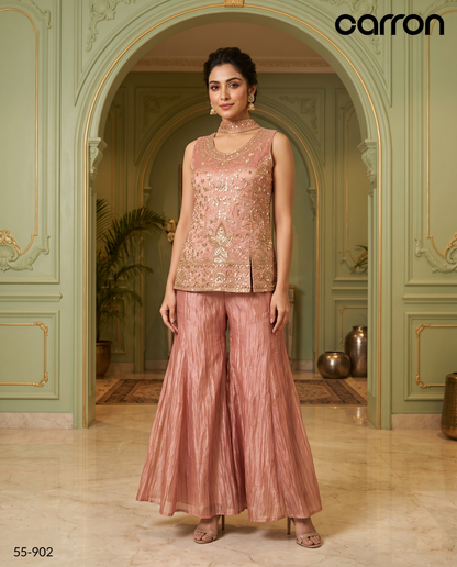 Onion Pink Colour Plazo Set(LE-WPZS_55-902)