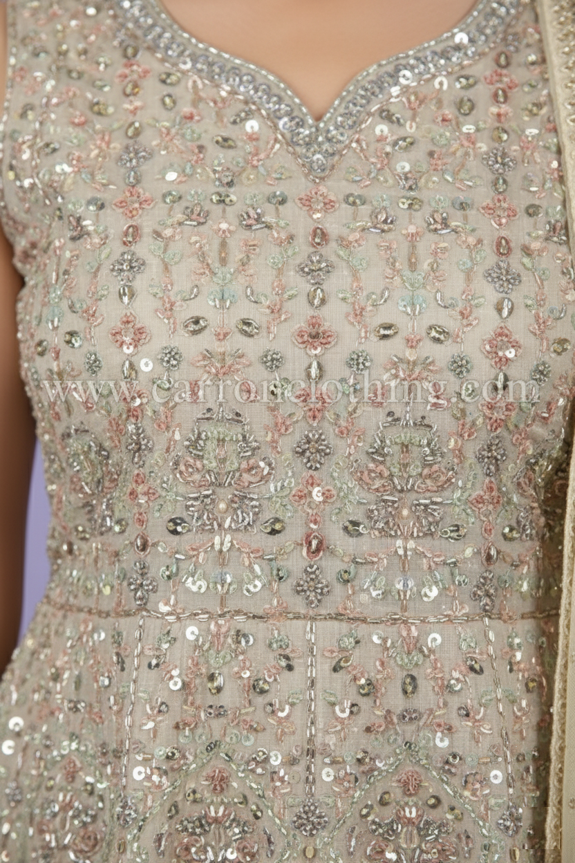 Cream Colour Plazo Set(LE-WPZS_8592)