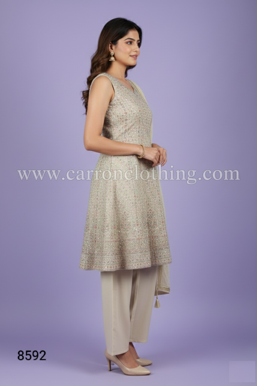 Cream Colour Plazo Set(LE-WPZS_8592)