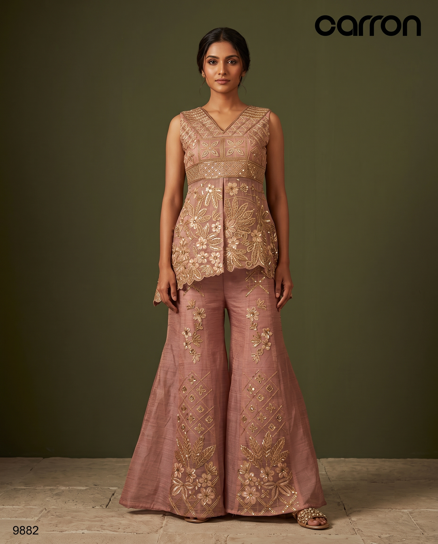 Dusty Rose Colour Plazo Set(LE-WPZS_9882)