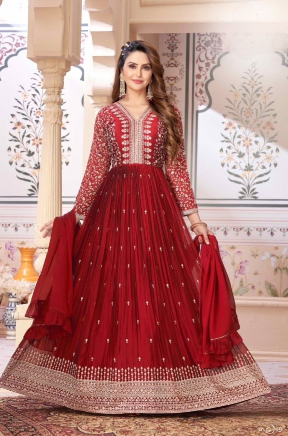 Maroon Colour Long Gown Anarkali LE WANK 3363 Carron Clothing