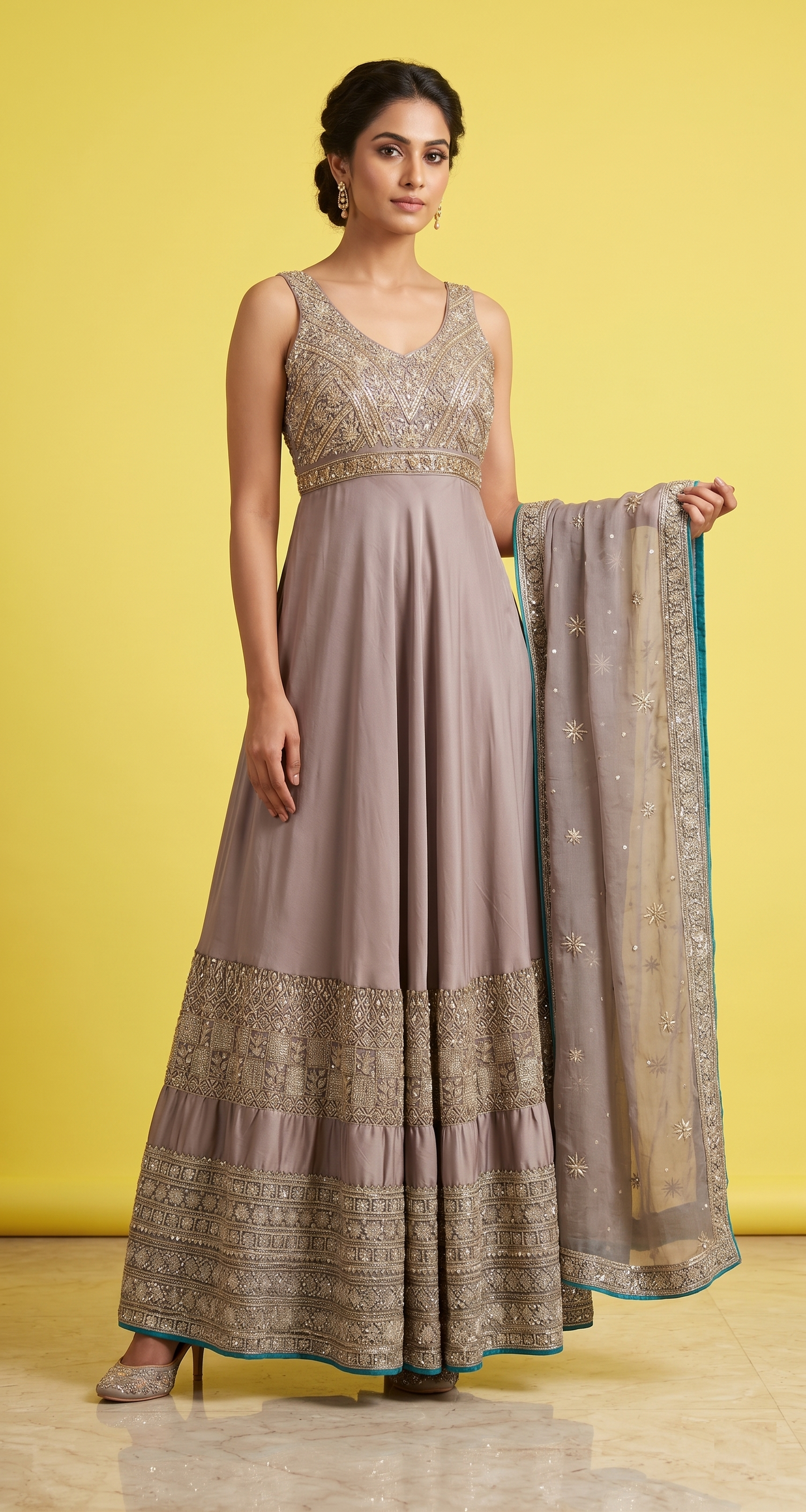Grey Colour  Anarkali Gown(LE-WANK_3382)
