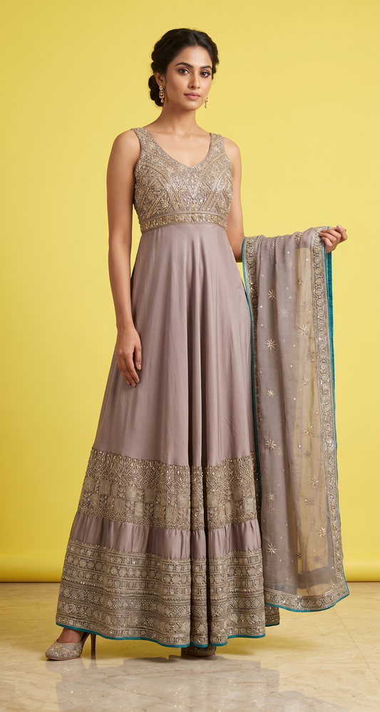 Grey Colour  Anarkali Gown(LE-WANK_3382)