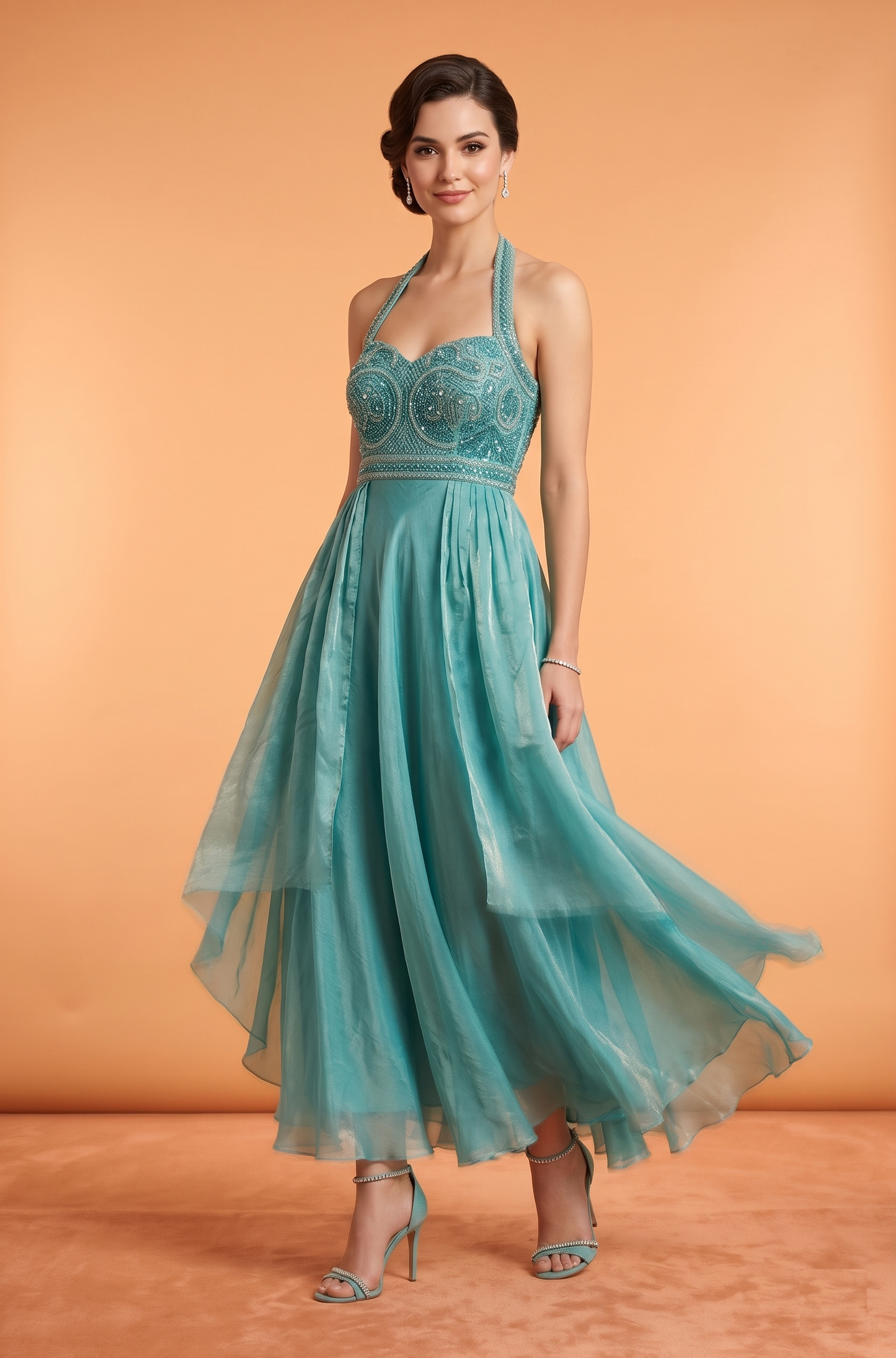 Firozi Colour Anarkali Set(LE-WANK_3469)