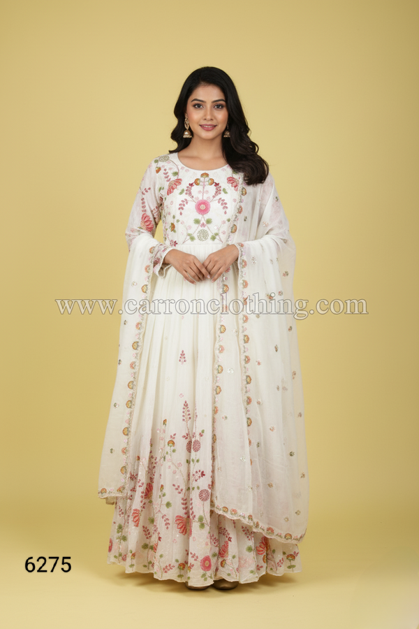 Cream Colour Anarkali(LE-WANK_6275)