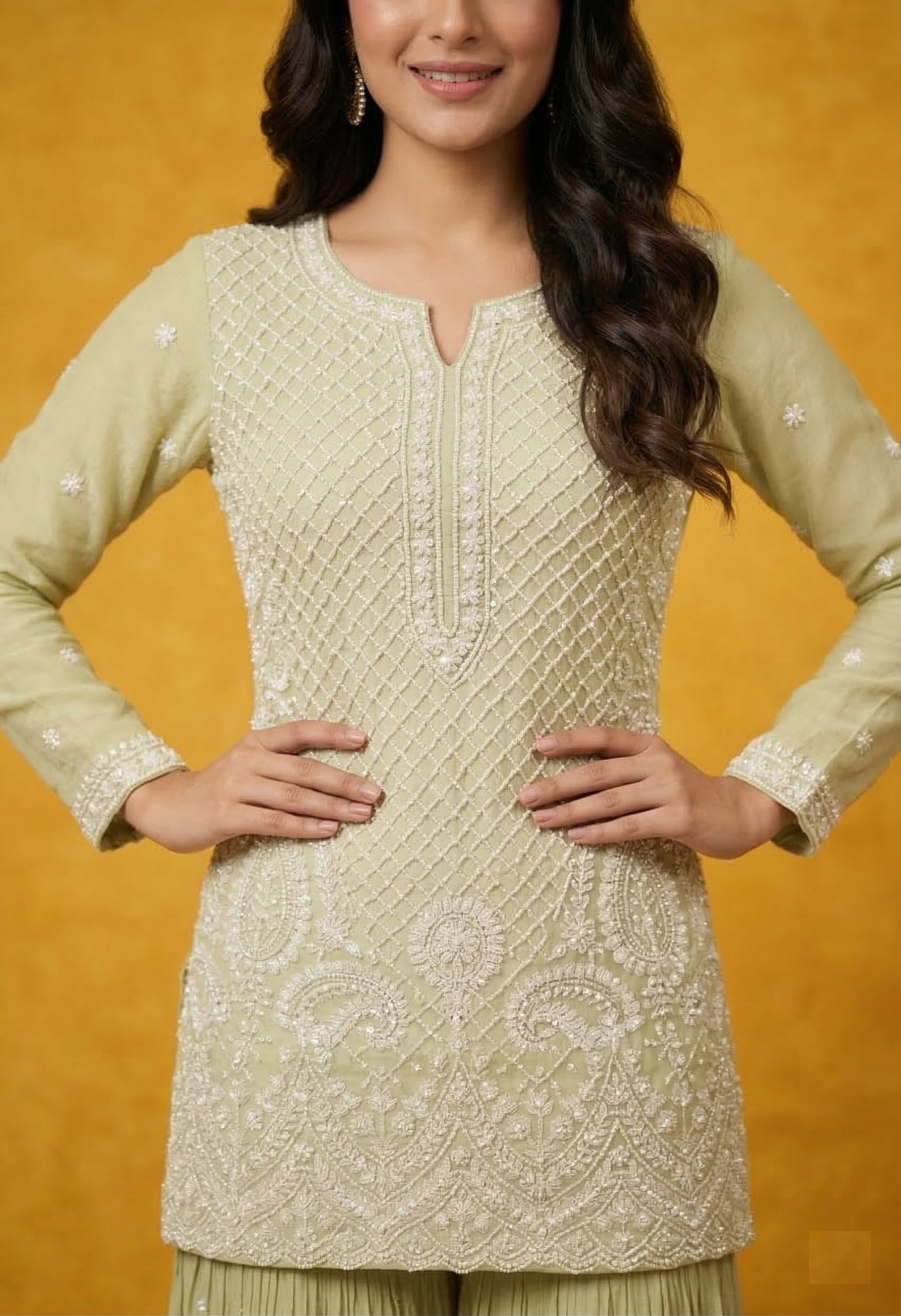 Sage Green Colour Gharara Set(LE-WGHA_2835)