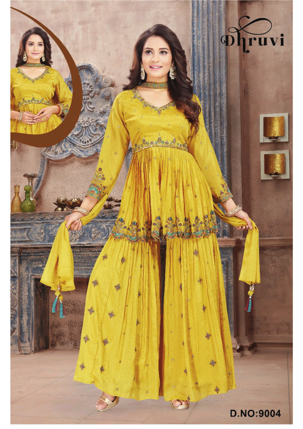 Yellow Gold colour, Top with Gharara (LE-WGHA_9004)