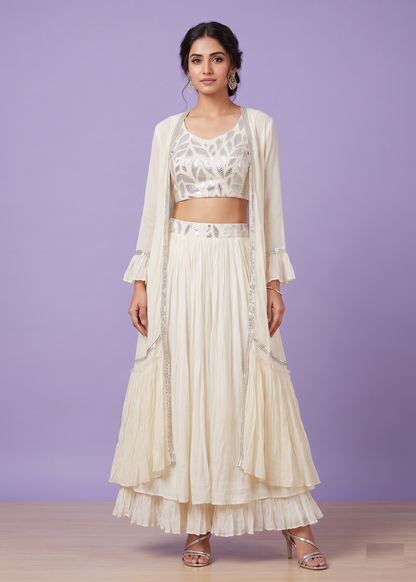 Cream Colour Ghaghra Choli(LE-GGHC_007)