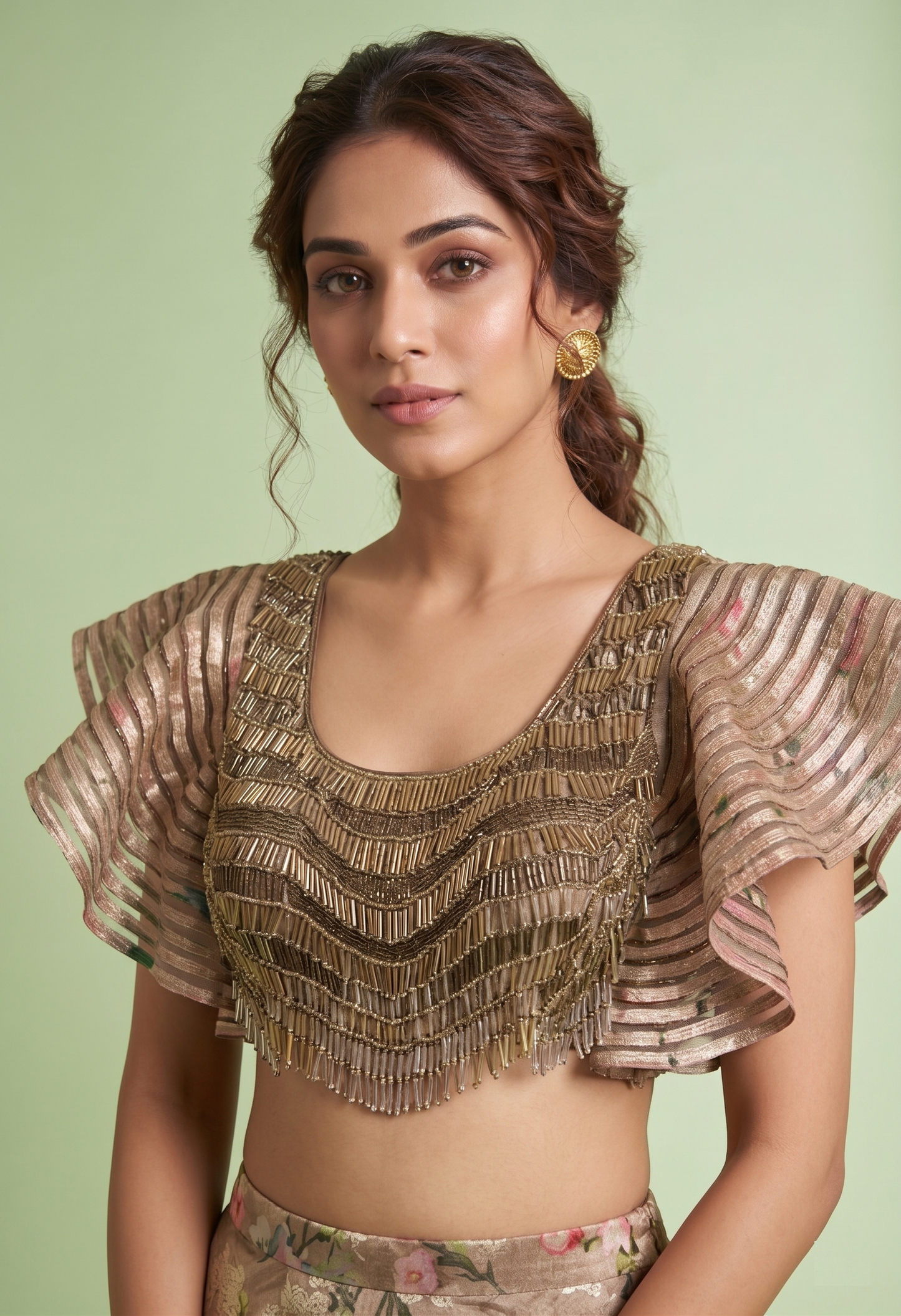 Champagne Gold Colour Ghaghra Choli(LE-WGHC_007)