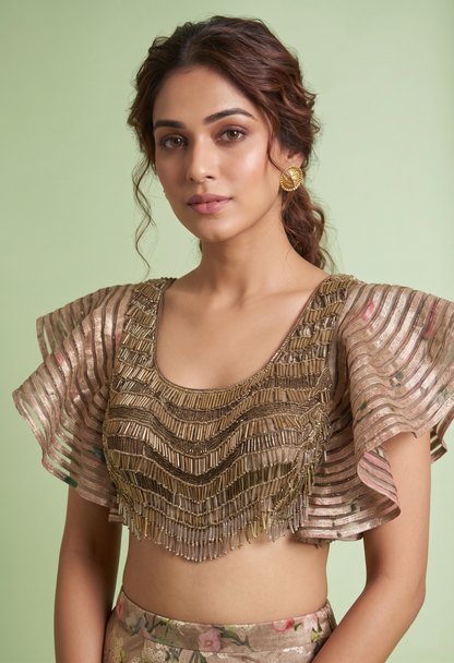 Champagne Gold Colour Ghaghra Choli(LE-WGHC_007)
