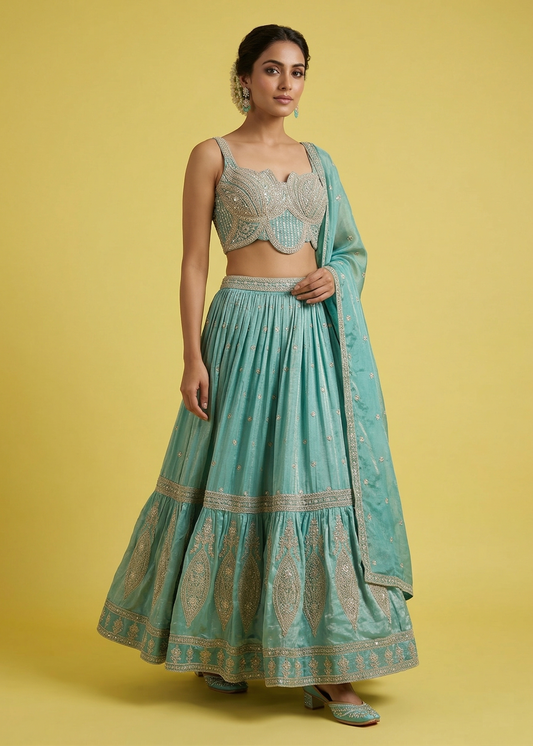 Sea Green Colour Ghaghra Choli(LE-WGHC_1012)