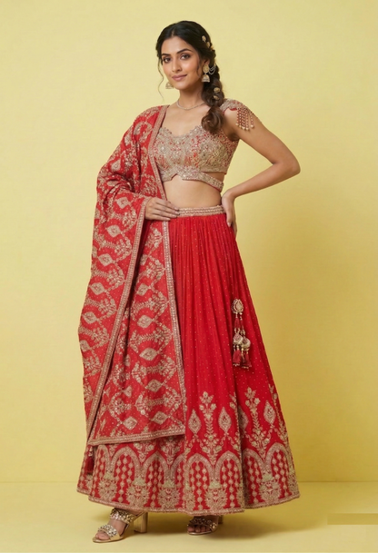 Red Colour Ghaghra Choli(LE-WGHC_2944)