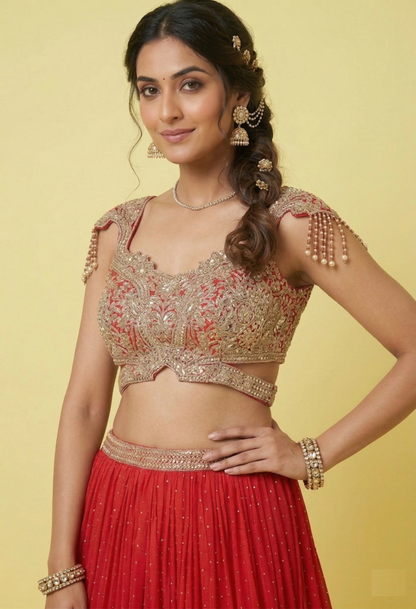 Red Colour Ghaghra Choli(LE-WGHC_2944)