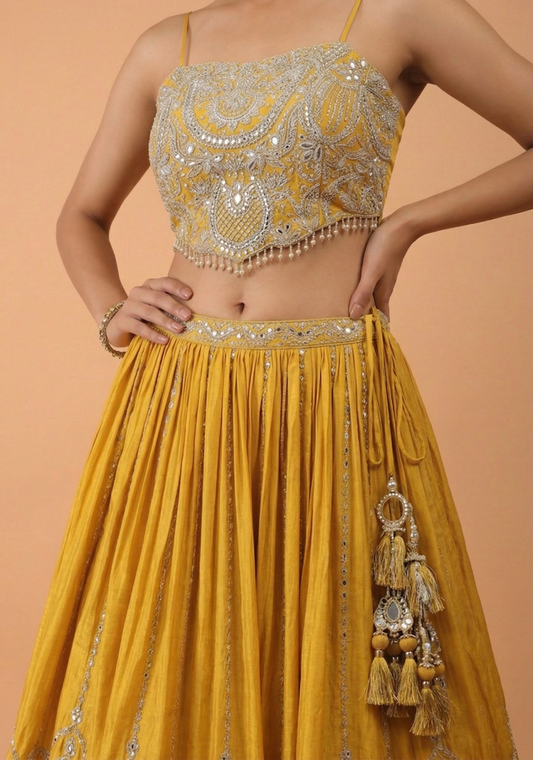 Yellow Colour Ghaghra Choli(LE-WGHC_2982)