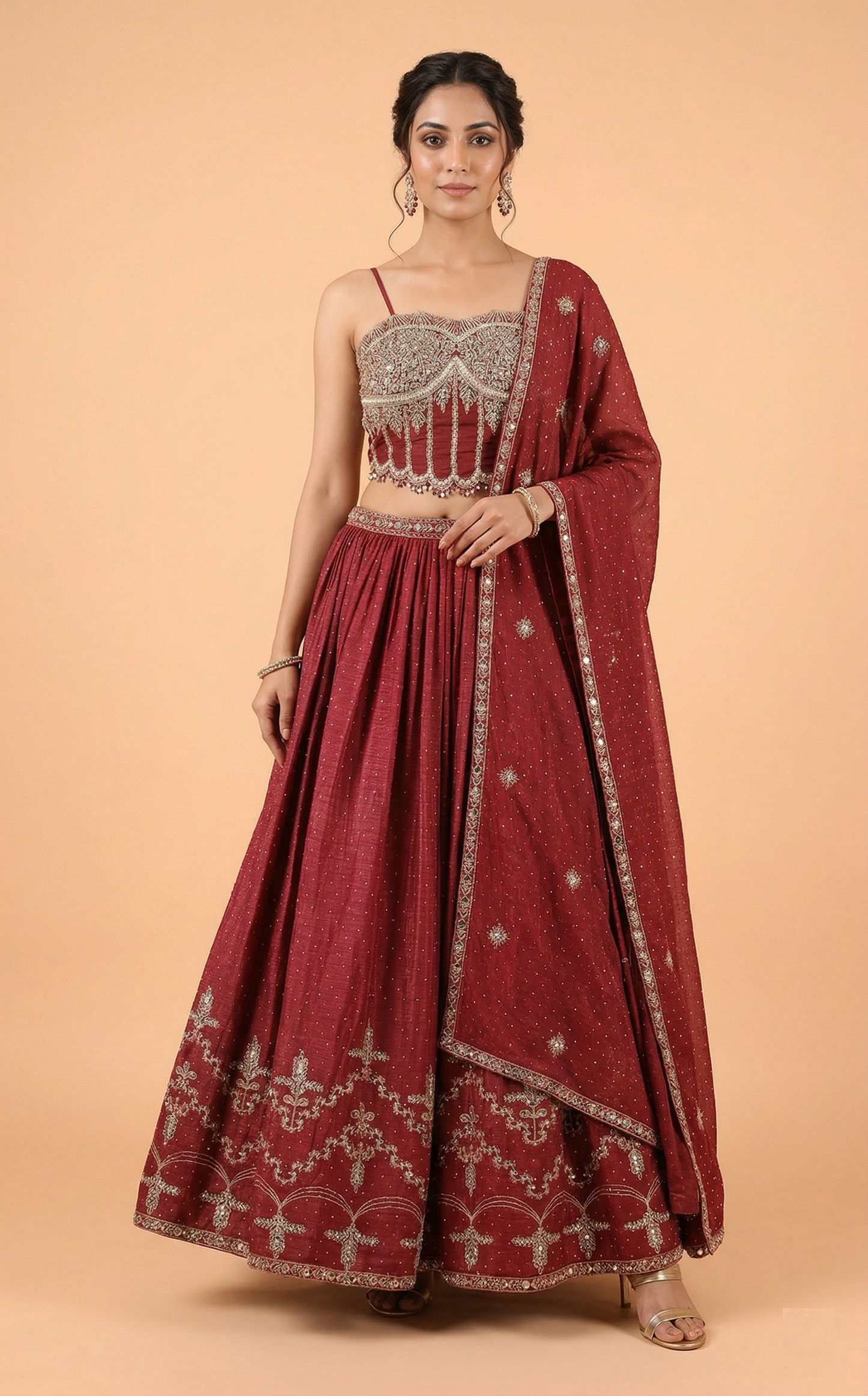 Deep Maroon Colour Ghaghra Choli(LE-WGHC_2989)