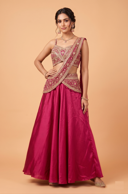 Mangenta Colour Ghaghra Choli(LE-WGHC_31350)