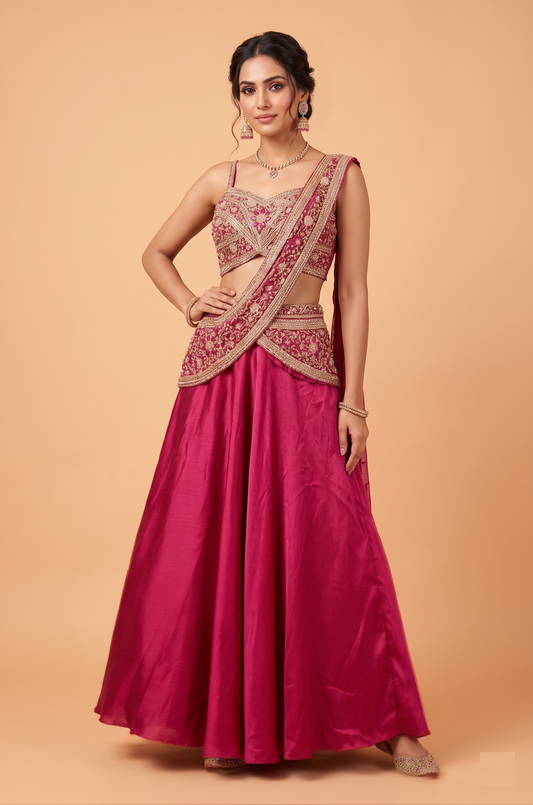 Mangenta Colour Ghaghra Choli(LE-WGHC_31350)