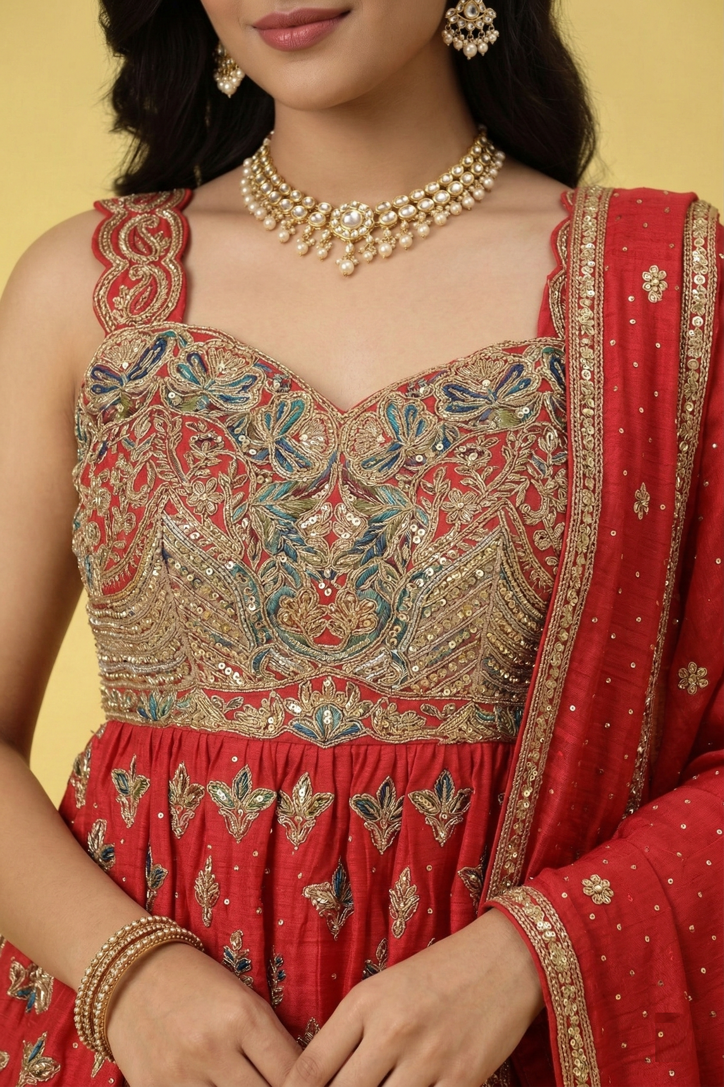 Red Colour Ghaghra Choli(LE-WGHC_3185)