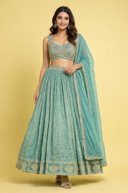 Sea Green  Colour Ghaghra Choli(LE-WGHC_3499)